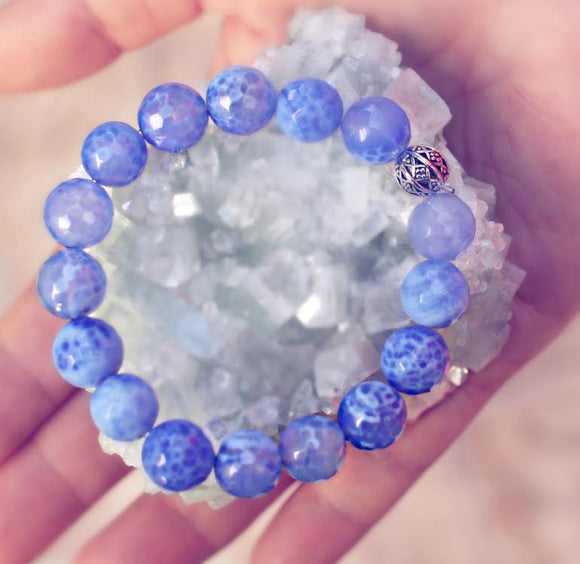 Blue Agate Genuine Crystal Bracelet