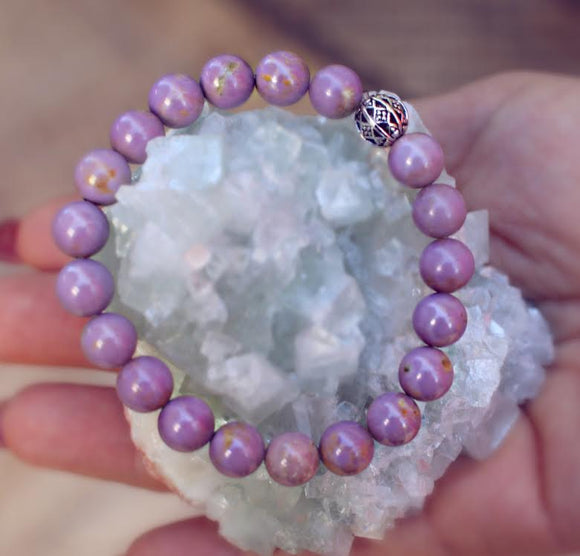 Lilac or Phosphosiderite Genuine Crystal Bracelet