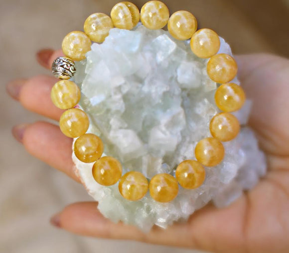 Yellow or Golden Selenite Genuine Crystal  Bracelet