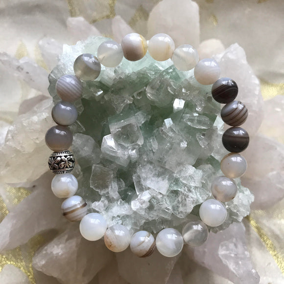Botswana Agate Genuine Crystal Bracelet