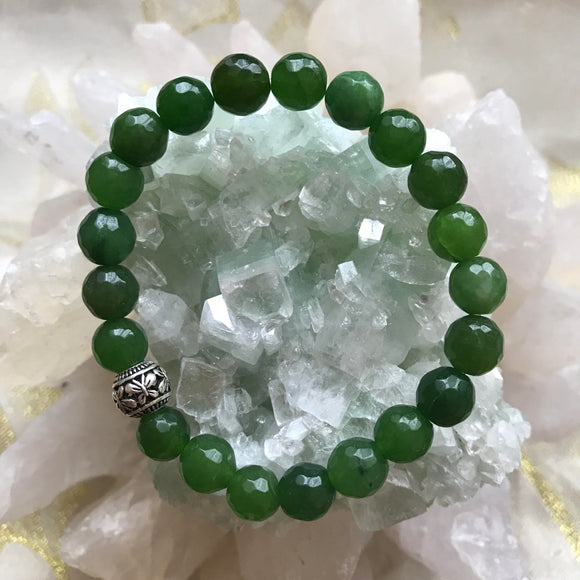 Green Agate Genuine Crystal Bracelet - Helps in disputes