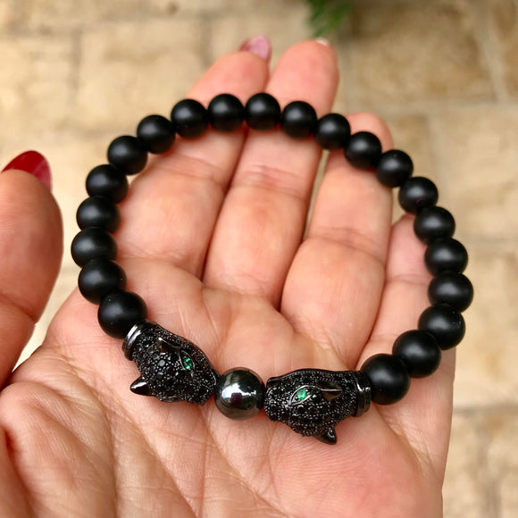 Tiger Force - Black Onyx with Hematite Genuine Crystal Bracelet