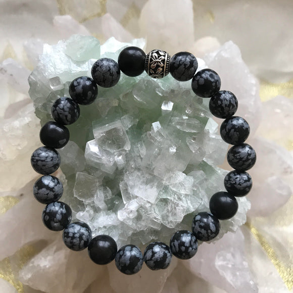 Snowflake Obsidian Genuine Crystal Bracelet