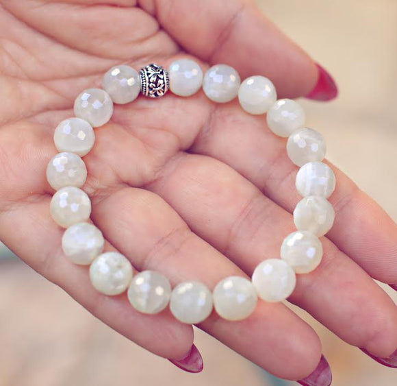 White Moonstone Genuine Crystal Bracelet