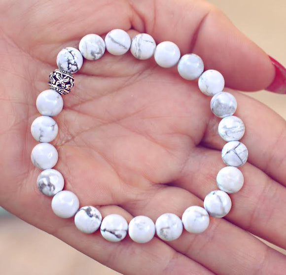 Howlite Genuine Crystal Bracelet - Calming Aid