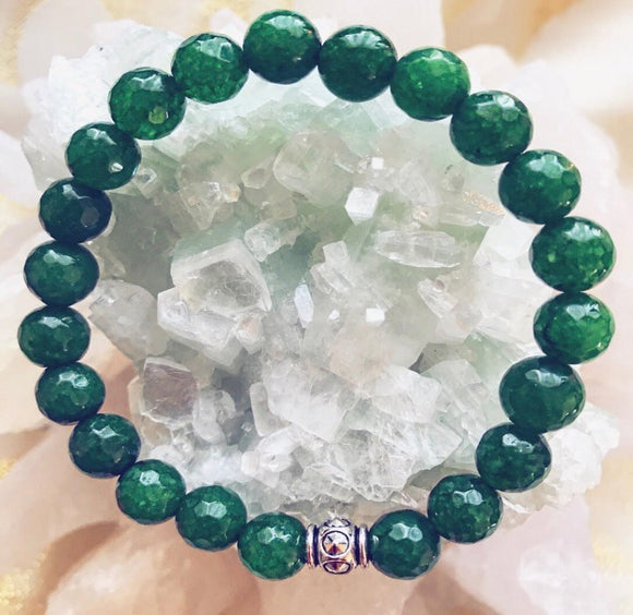 Green Jade or Good Luck  Genuine Crystal Bracelet