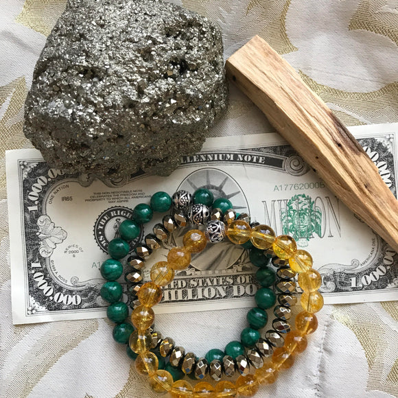Financial Prosperity & Abundance Crystal Bracelets Set